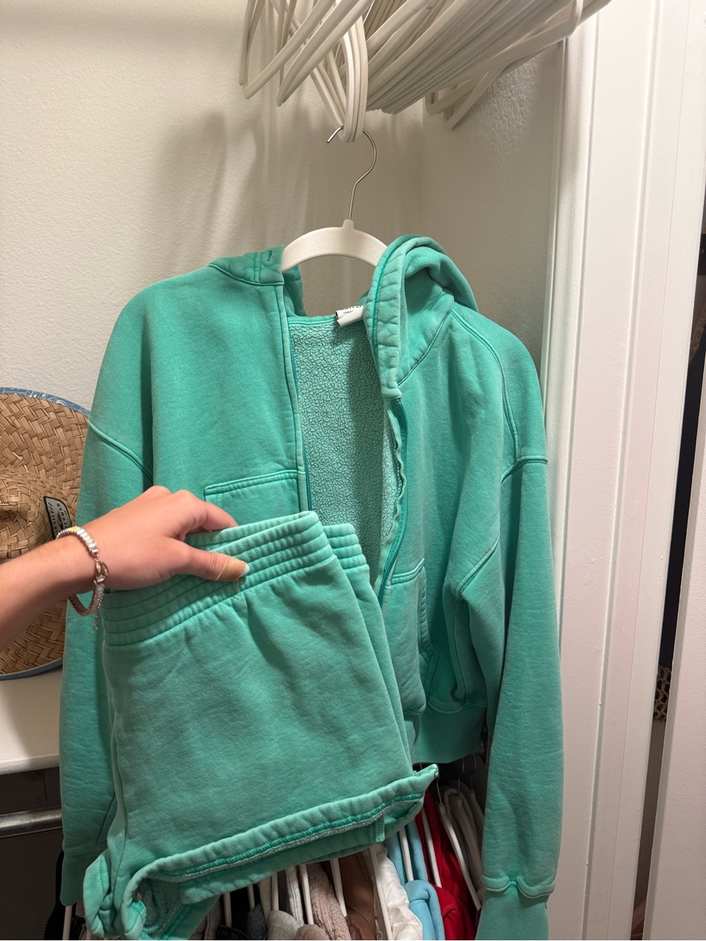 Aritzia size small Mint Green Hoodie & Sweatshorts Set